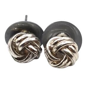 Pierced Earrings Small Love Knot Silver Tone Petite Fashion Women Jewelry